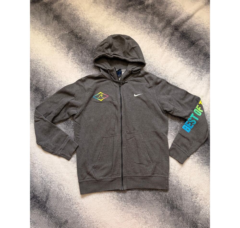 Nike Surf Cup 2015 Hood Gray Full Zip Y2K Beach Coastal Surf Style Women Medium